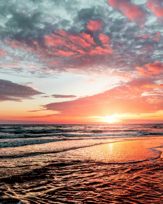 Beautiful sunset seen from California beach